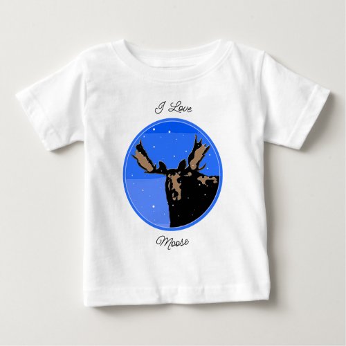 Moose in Winter  _ Original Wildlife Art Baby T_Shirt