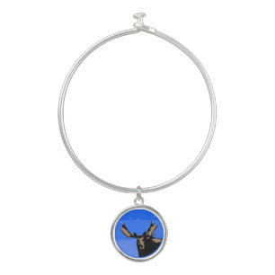 Moose in Winter - Original Wildlife Art Bangle Bracelet