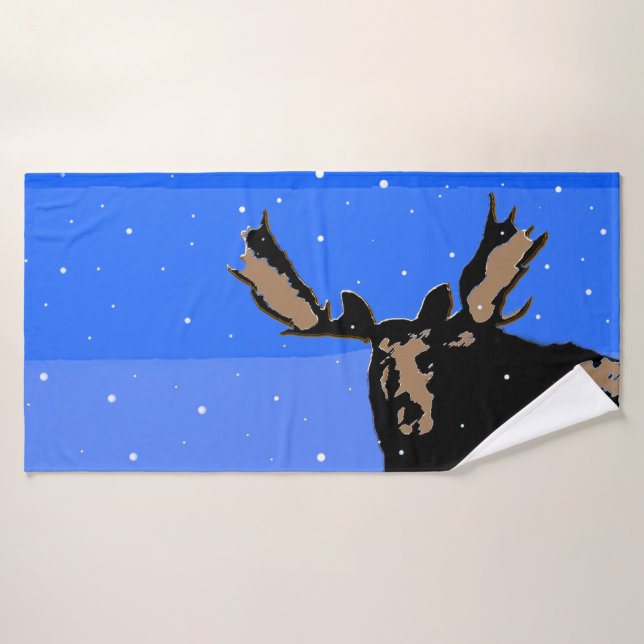 Moose in Winter  - Original Wildlife Art Bath Towel Set (Bath Towel)