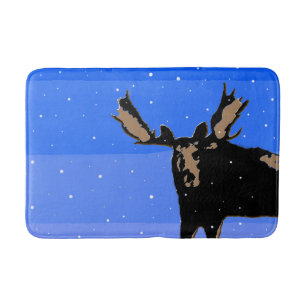 Moose in Winter - Original Wildlife Art Bathroom Mat