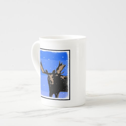 Moose in Winter  _ Original Wildlife Art Bone China Mug