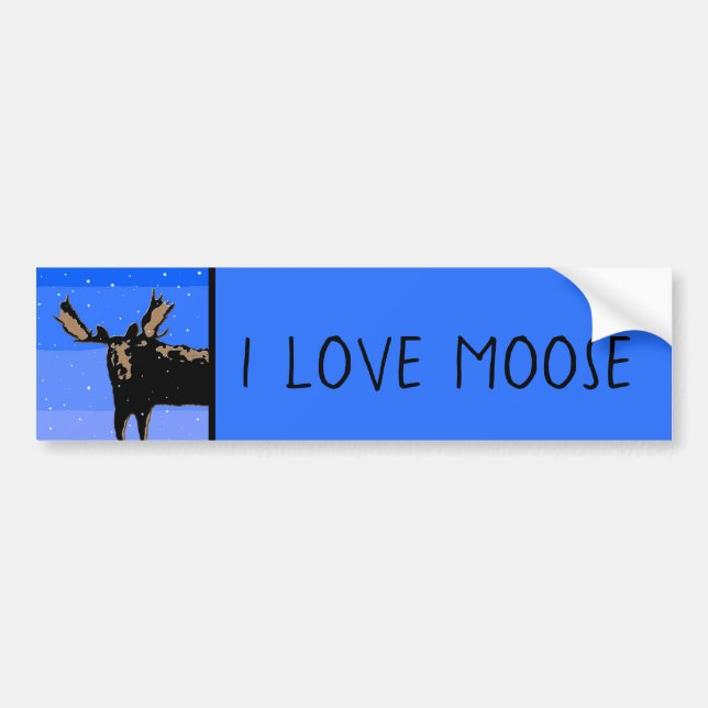 Moose in Winter  - Original Wildlife Art Bumper Sticker (Front)