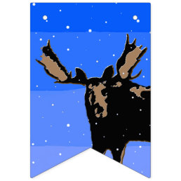 Moose in Winter  - Original Wildlife Art Bunting Flags
