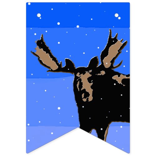 Moose in Winter  _ Original Wildlife Art Bunting Flags