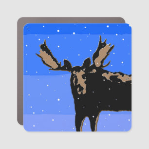 Moose in Winter  - Original Wildlife Art Car Magnet