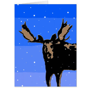 Moose in Winter  - Original Wildlife Art Card