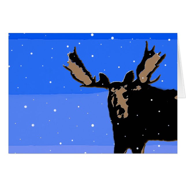 Moose in Winter  - Original Wildlife Art Cards (Front Horizontal)