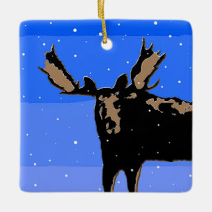 Moose in Winter  - Original Wildlife Art Ceramic Ornament
