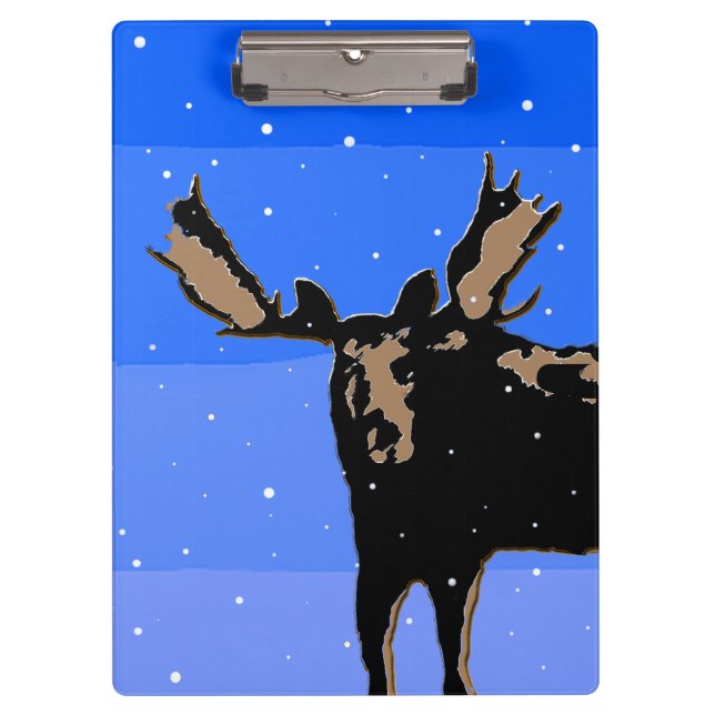 Moose in Winter  - Original Wildlife Art Clipboard (Front)