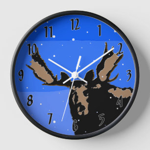 Moose in Winter - Original Wildlife Art Clock