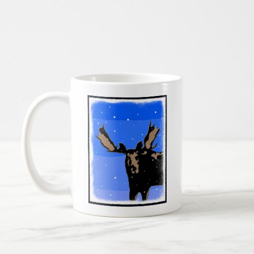 Moose in Winter  _ Original Wildlife Art Coffee Mug