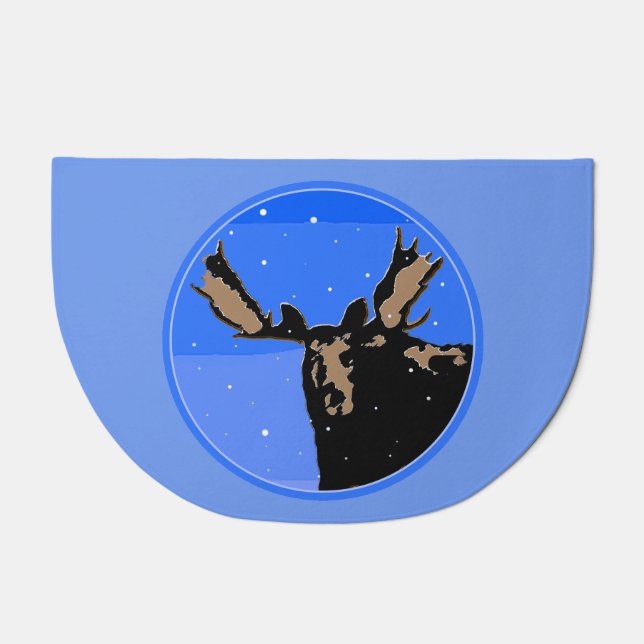Moose in Winter  - Original Wildlife Art Doormat (Front)