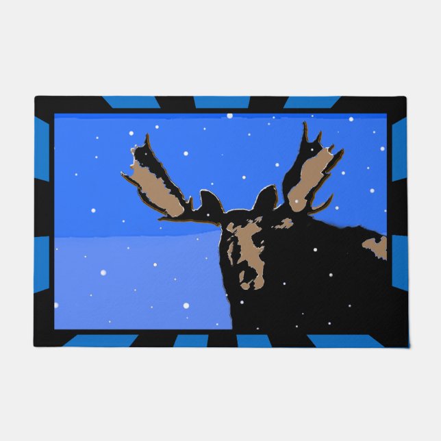 Moose in Winter  - Original Wildlife Art Doormat (Front)