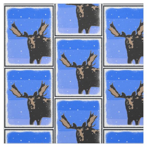Moose in Winter  - Original Wildlife Art Fabric