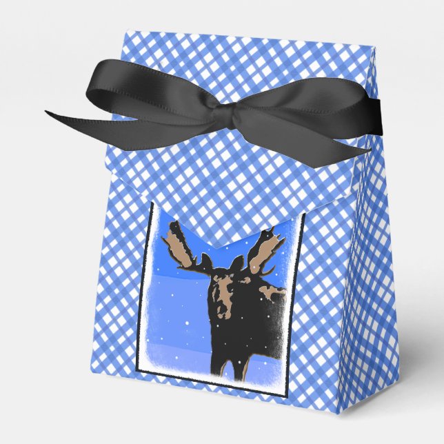 Moose in Winter  - Original Wildlife Art Favor Boxes (Front Side)