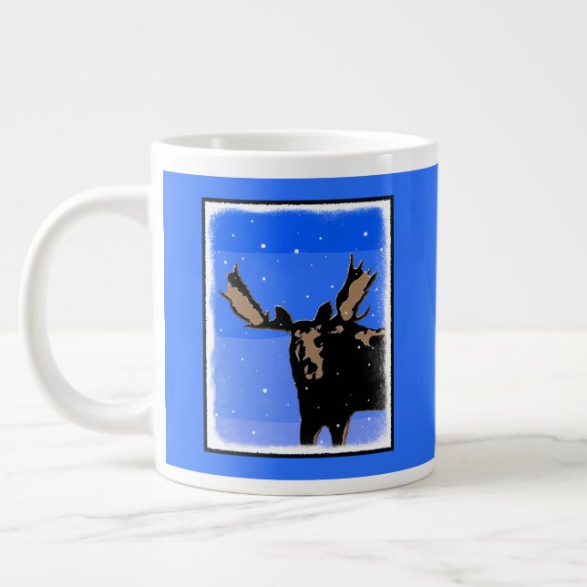 Moose in Winter  - Original Wildlife Art Giant Coffee Mug (Left)