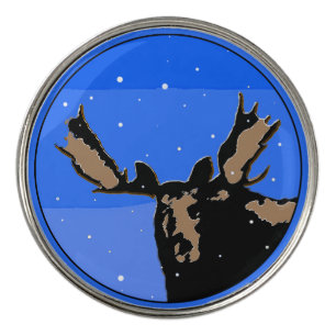 Moose in Winter - Original Wildlife Art Golf Ball Marker