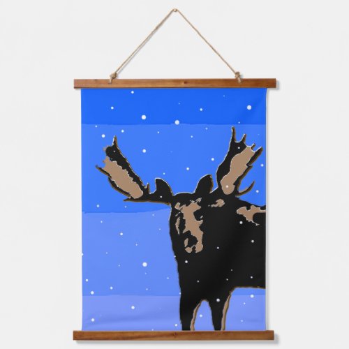 Moose in Winter  _ Original Wildlife Art Hanging Tapestry