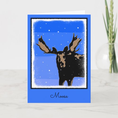 Moose in Winter  _ Original Wildlife Art Holiday Card