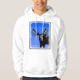 Moose in Winter  - Original Wildlife Art Hoodie