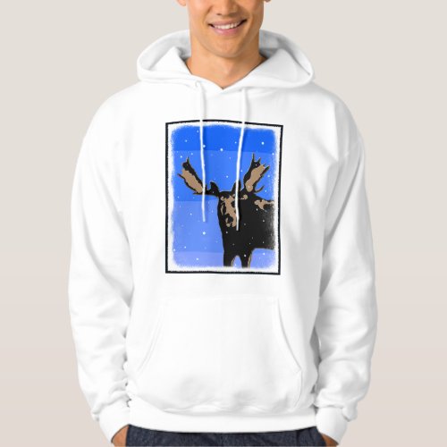 Moose in Winter  _ Original Wildlife Art Hoodie