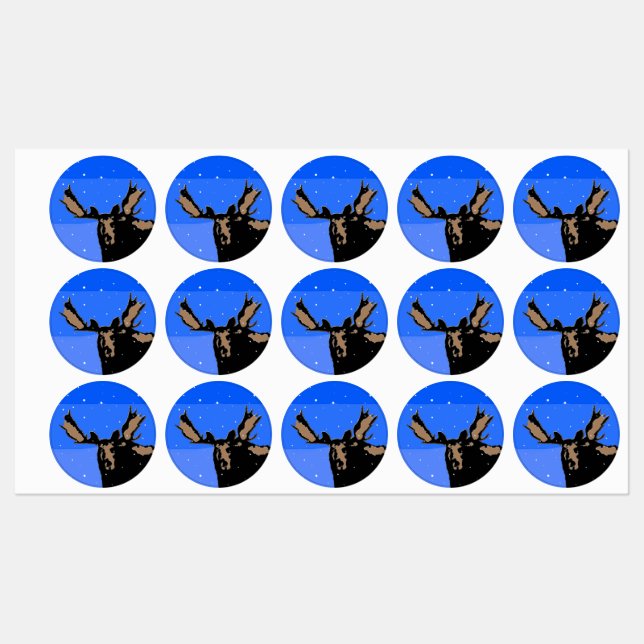 Moose in Winter  - Original Wildlife Art Labels (Sheet)