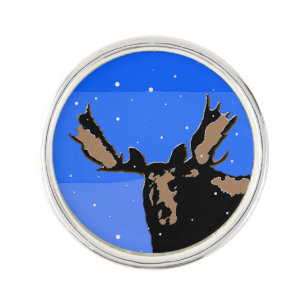 Moose in Winter - Original Wildlife Art Lapel Pin