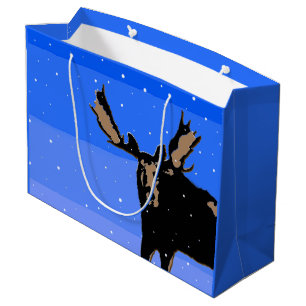 Moose in Winter - Original Wildlife Art Large Gift Bag