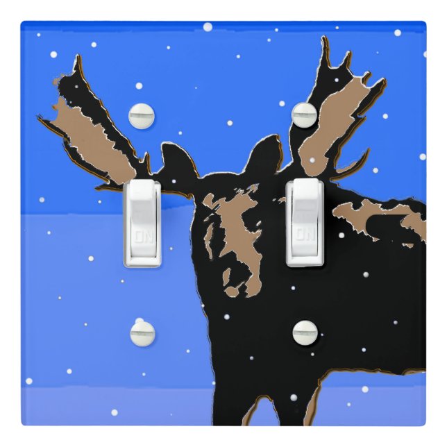 Moose in Winter  - Original Wildlife Art Light Switch Cover (In Situ)