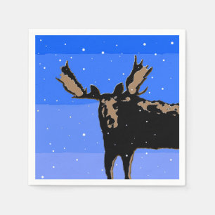 Moose in Winter - Original Wildlife Art Napkins