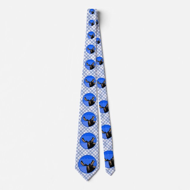 Moose in Winter  - Original Wildlife Art Neck Tie (Front)