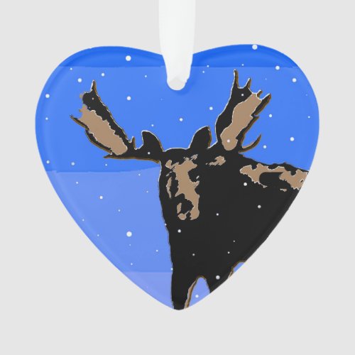 Moose in Winter  _ Original Wildlife Art Ornament