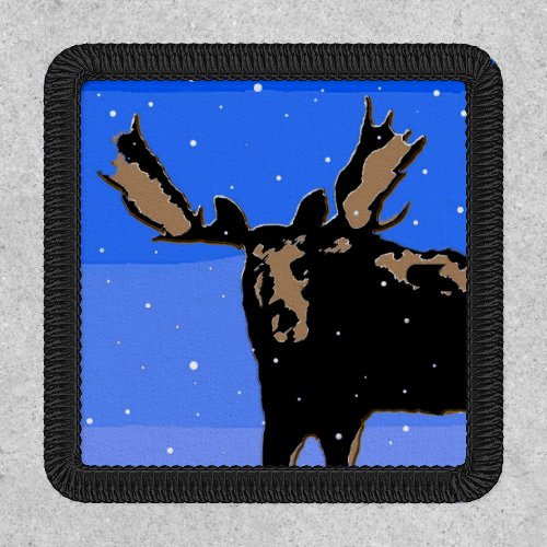 Moose in Winter  _ Original Wildlife Art Patch