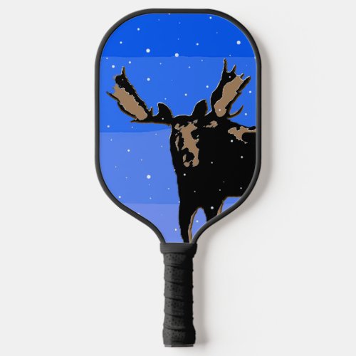 Moose in Winter  _ Original Wildlife Art Pickleball Paddle