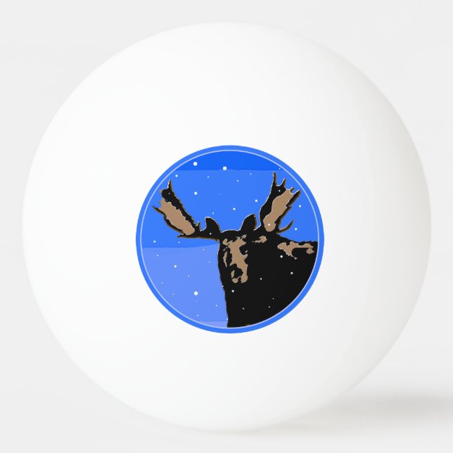 Moose in Winter  - Original Wildlife Art Ping Pong Ball (Front)