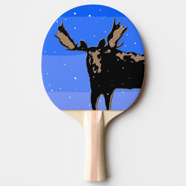 Moose in Winter  - Original Wildlife Art Ping-Pong Paddle (Front)