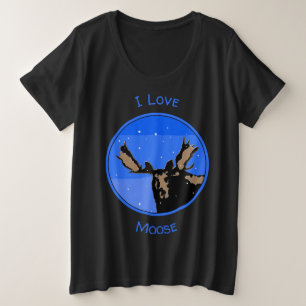 Moose in Winter  - Original Wildlife Art Plus Size T-Shirt