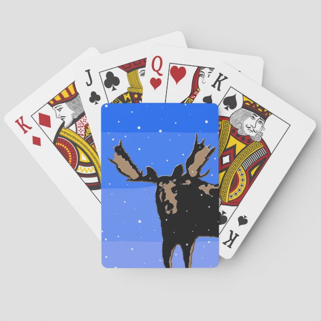 Moose in Winter  - Original Wildlife Art Poker Cards (Back)