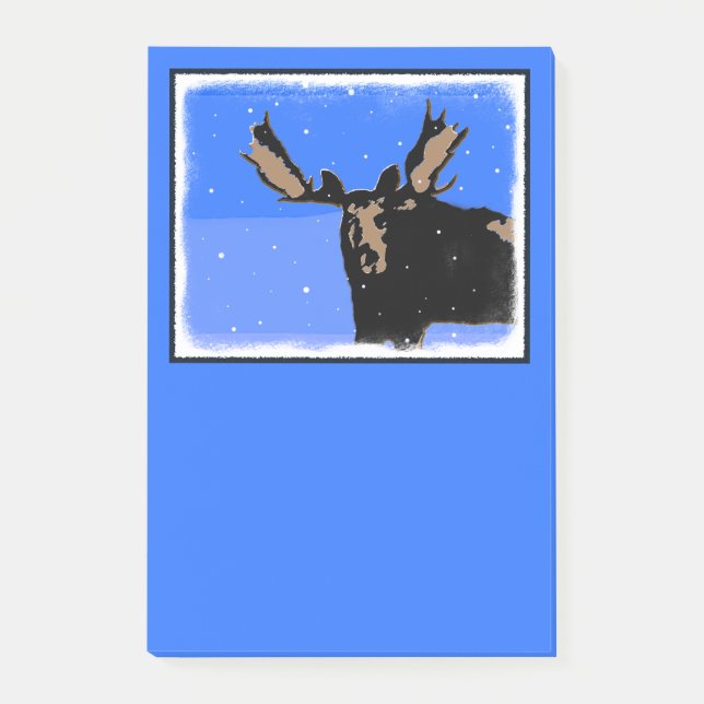 Moose in Winter  - Original Wildlife Art Post-it Notes (Front)