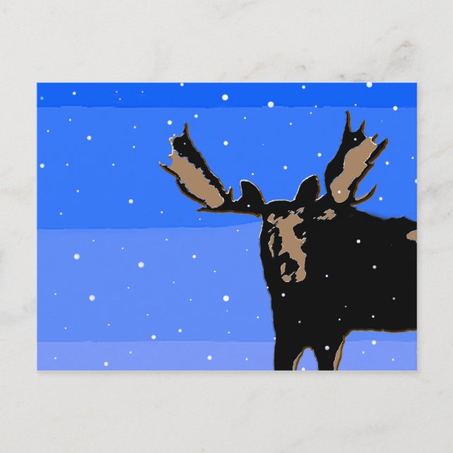 Moose in Winter  - Original Wildlife Art Postcard (Front)