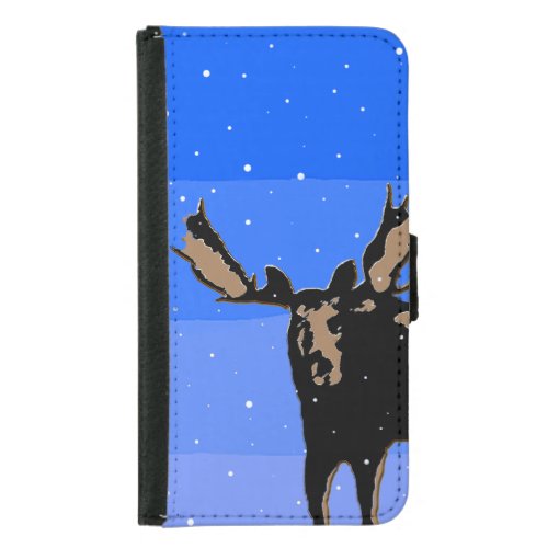 Moose in Winter  _ Original Wildlife Art Wallet Phone Case For Samsung Galaxy S5