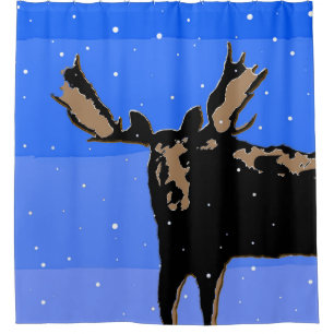 Moose in Winter - Original Wildlife Art Shower Curtain