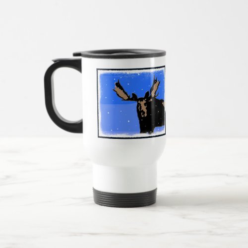Moose in Winter  _ Original Wildlife Art Travel Mug