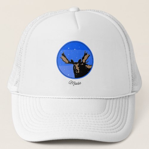 Moose in Winter  _ Original Wildlife Art Trucker Hat