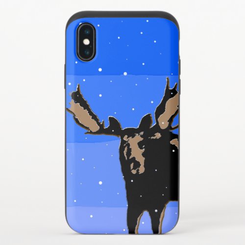 Moose in Winter  _ Original Wildlife Art iPhone X Slider Case