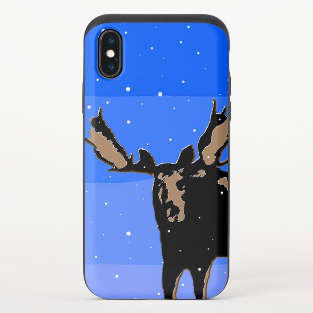 Moose in Winter  - Original Wildlife Art Uncommon iPhone Case (Back)