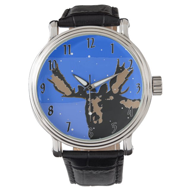 Moose in Winter  - Original Wildlife Art Watch (Front)