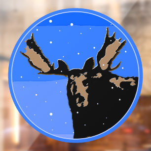 Moose in Winter - Original Wildlife Art Window Cling