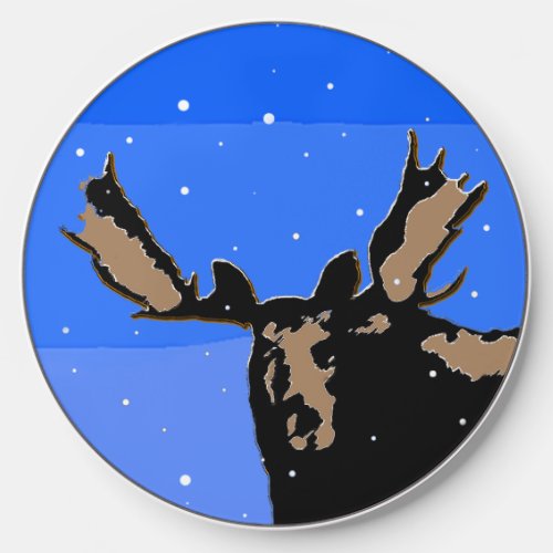 Moose in Winter  _ Original Wildlife Art Wireless Charger