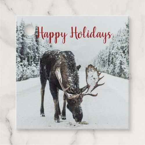 Moose In Winter Snow Christmas Gift Favor Tags